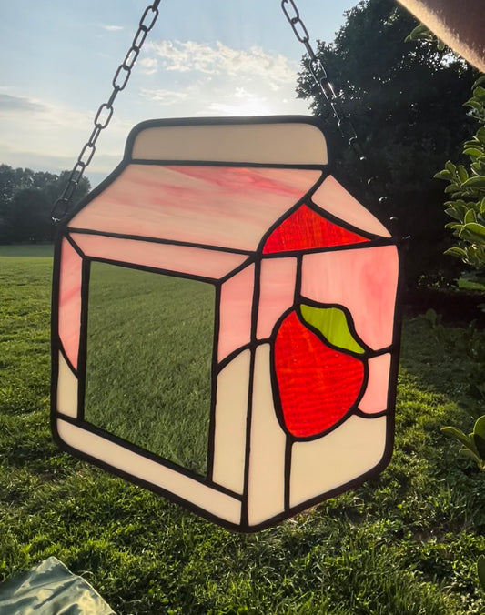 *Made to Order* Strawberry Milk Carton Mirror